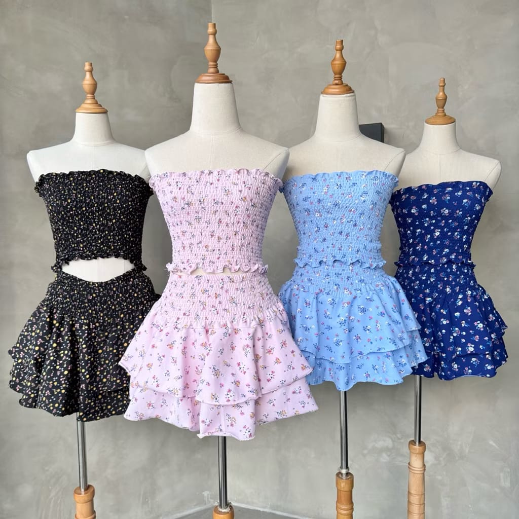 Smocked Tube Ruffle Dress