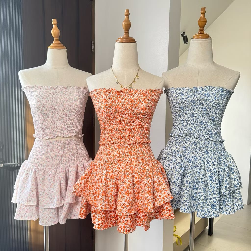 Smocked Tube Ruffle Dress