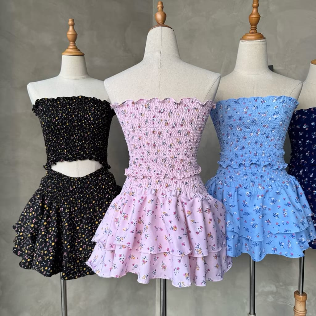 Smocked Tube Ruffle Dress