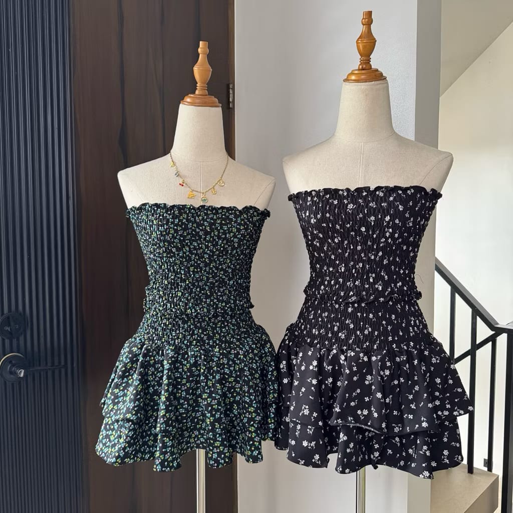 Smocked Tube Ruffle Dress