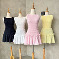 Smocked Sleeveless Ruffle Mini Dress